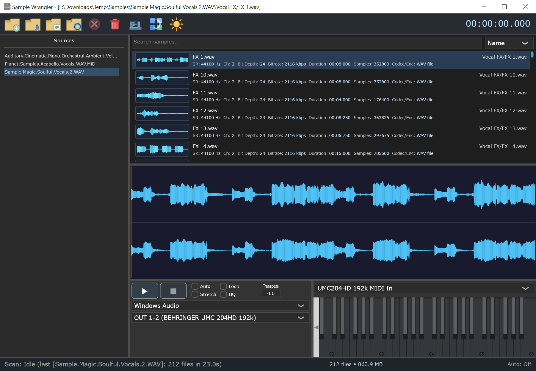 Sample Wrangler main window screenshot
